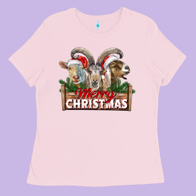 Merry Christmas Goats Ladies Tee Designed By Lillyallendesigns