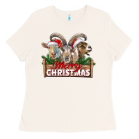 Bone Merry Christmas Goats Ladies Tee - LillyAllenDesigns