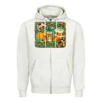 Oatmeal Heather just a girl who loves fall background Zipper Hoodie - Jasminsmagicworld
