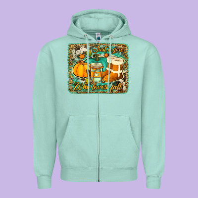 Just A Girl Who Loves Fall Background Zipper Hoodie Designed By Jasminsmagicworld