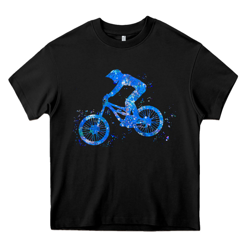 Downhill Mountain Bike T  Shirt Downhill Mountain Bike Jump Blue Water Heavy Core Tee by linhVisuals | Teevron