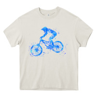 Cream downhill mountain bike t  shirt downhill mountain bike jump blue water Heavy Core Tee - linhVisuals