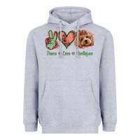 Heather Grey Peace Love Cockapoo Heavyweight Hoodie - Jasminsmagicworld