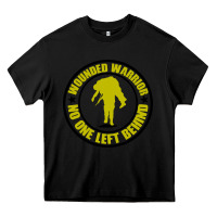 Black Wounded Warrior No One Left Behind War Veteran Heavy Core Tee - linhVisuals