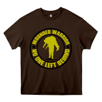 Chocolate Brown Wounded Warrior No One Left Behind War Veteran Heavy Core Tee - linhVisuals