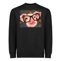Black Fall Autumn Pig Heavyweight Sweatshirt - RanaPortraitStore