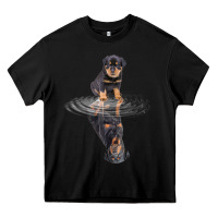 Black rottweiler reflection t shirt funny father's day dog gifts Heavy Core Tee - linhVisuals
