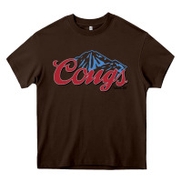 Chocolate Brown wsu cougs light blue Heavy Core Tee - linhVisuals