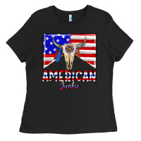 Black American junkie Ladies Tee - CowhideDigitalArt