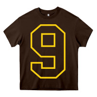 Chocolate Brown number #9 sports jersey uniform Heavy Core Tee - linhVisuals