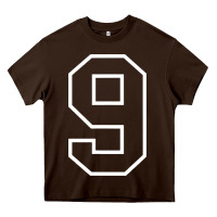 Chocolate Brown number #9 sports jersey uniform Heavy Core Tee - linhVisuals