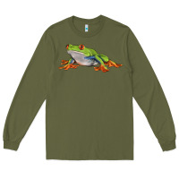 Army Green red eyed tree frog Long Sleeve Tee - LillyAllenDesigns