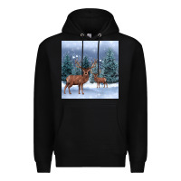 Black winter deer Premium Hoodie - BarkalooDesign