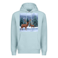 Blue Mist winter deer Premium Hoodie - BarkalooDesign