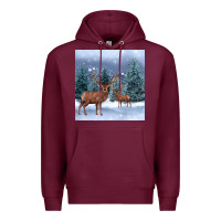 Burgundy winter deer Premium Hoodie - BarkalooDesign