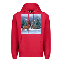 Cardinal winter deer Premium Hoodie - BarkalooDesign