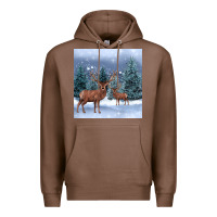 Chestnut winter deer Premium Hoodie - BarkalooDesign
