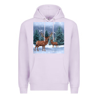 Lilac winter deer Premium Hoodie - BarkalooDesign