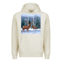 Oatmeal Heather winter deer Premium Hoodie - BarkalooDesign