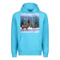 Ocean Blue winter deer Premium Hoodie - BarkalooDesign