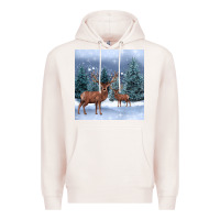 Pale Pink winter deer Premium Hoodie - BarkalooDesign