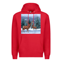 Red winter deer Premium Hoodie - BarkalooDesign