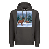 Smoke winter deer Premium Hoodie - BarkalooDesign