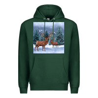 Sports Green winter deer Premium Hoodie - BarkalooDesign