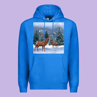 Winter Deer Premium Hoodie Designed By Barkaloodesign