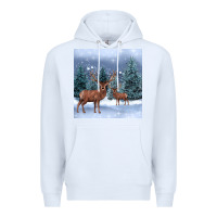 White winter deer Premium Hoodie - BarkalooDesign