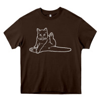 Chocolate Brown cat butt white Heavy Core Tee - linhVisuals
