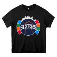 Black sixers basketball Heavy Core Tee - linhVisuals