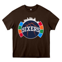 Chocolate Brown sixers basketball Heavy Core Tee - linhVisuals