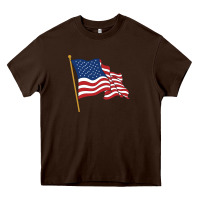 Chocolate Brown American flag Heavy Core Tee - linhVisuals
