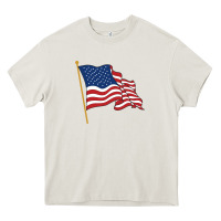Cream American flag Heavy Core Tee - linhVisuals