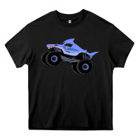 Black Monster Truck Megalodon Heavy Core Tee - linhVisuals