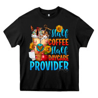 Black Half coffee half daycare provider Heavy Core Tee - FaDigitalArtStudio
