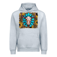 Heather Grey leopard sunflowers and gemstone skull Urban Hoodie - RanaPortraitStore