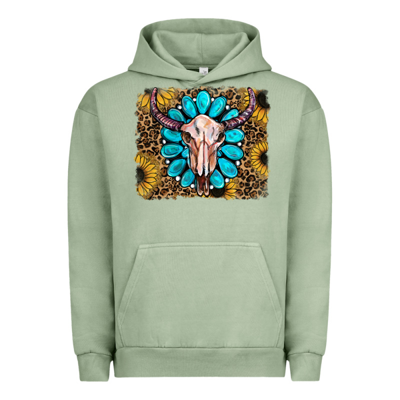 Leopard Sunflowers And Gemstone Skull Urban Hoodie by RanaPortraitStore | Teevron