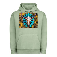 Pigment Oil Green leopard sunflowers and gemstone skull Urban Hoodie - RanaPortraitStore
