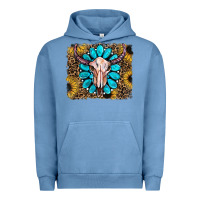 Pigment Pebble Blue leopard sunflowers and gemstone skull Urban Hoodie - RanaPortraitStore