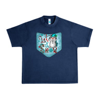 Navy Christmas Pocket Urban Heavy Tee - CowhideDigitalArt
