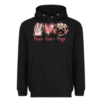 Black Peace Love Pugs Heavyweight Hoodie - Jasminsmagicworld