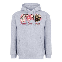 Heather Grey Peace Love Pugs Heavyweight Hoodie - Jasminsmagicworld