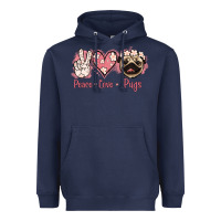 Navy Peace Love Pugs Heavyweight Hoodie - Jasminsmagicworld