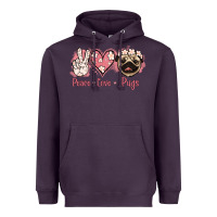 Plum Peace Love Pugs Heavyweight Hoodie - Jasminsmagicworld