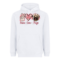 White Peace Love Pugs Heavyweight Hoodie - Jasminsmagicworld