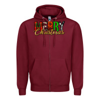 Burgundy merry christmas western Zipper Hoodie - Jasminsmagicworld