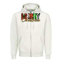 Oatmeal Heather merry christmas western Zipper Hoodie - Jasminsmagicworld