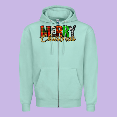 Merry Christmas Western Zipper Hoodie Designed By Jasminsmagicworld